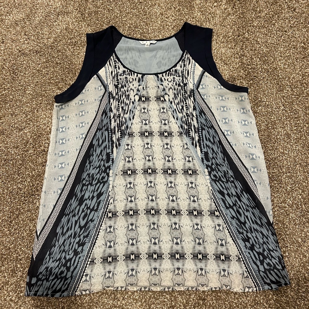 CAbi Black and Gray Patterned Tank Top